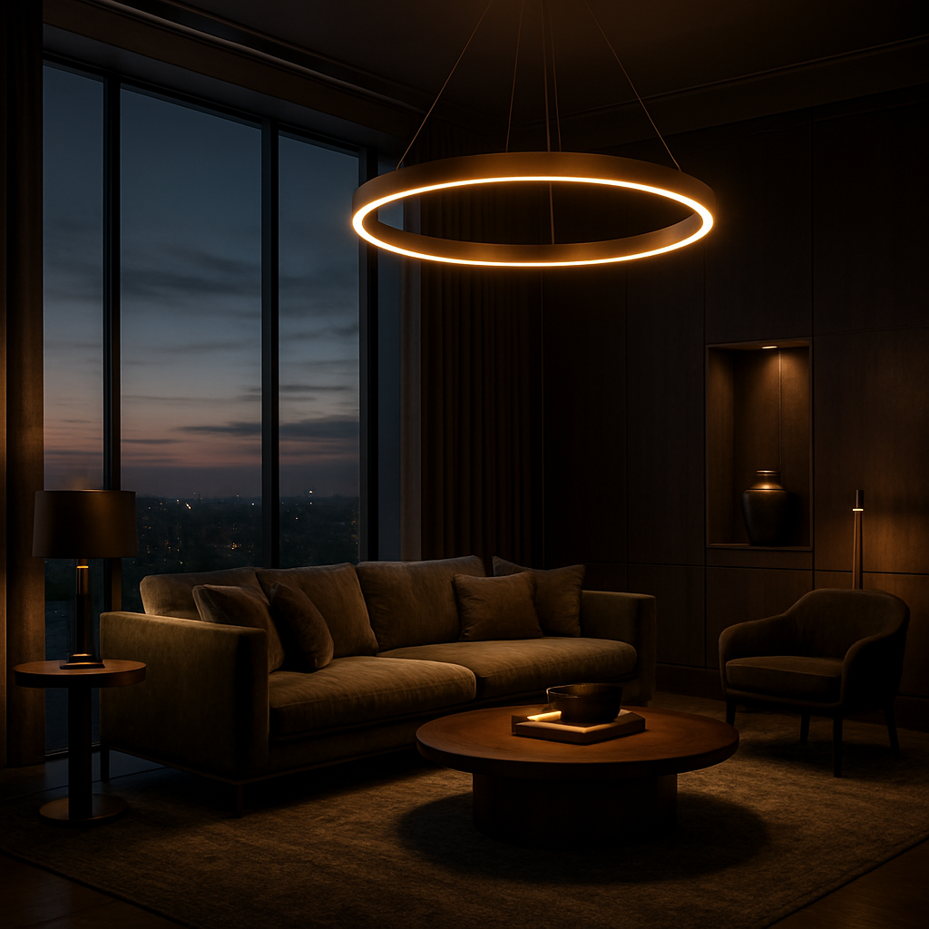 Luxurious modern living room interior designed by YA Interiors Vizag
